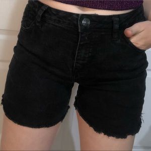 Self Cut Black Denim Shorts